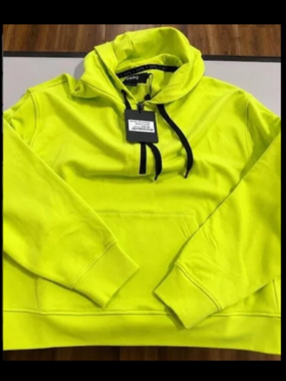 GSTQ Neon Acid Lime Quarterzip Hoodie Sweatshirt Womens Size L - NWT